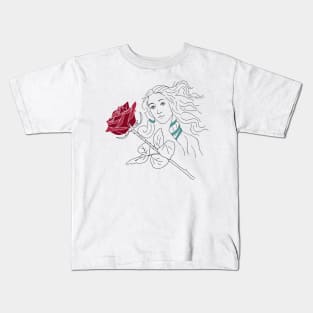 birth of venus - red rose - minimal Kids T-Shirt